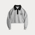 Premium Women's Retro Polo Sweatshirt – Embroidered Crop Pullover for Sporty Streetwear Looks